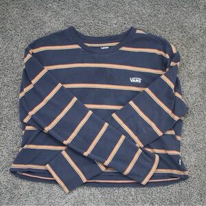 Vans Navy Striped Crewneck Top